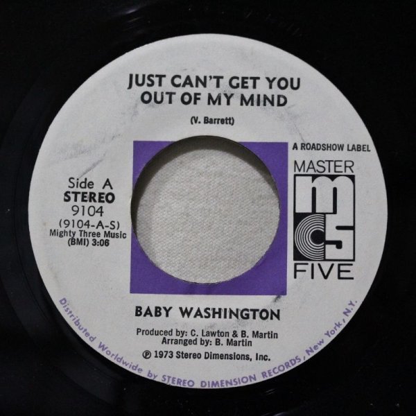 画像1: Baby Washington / Just Can't Get You Out Of My Mind / 7"Single (1)