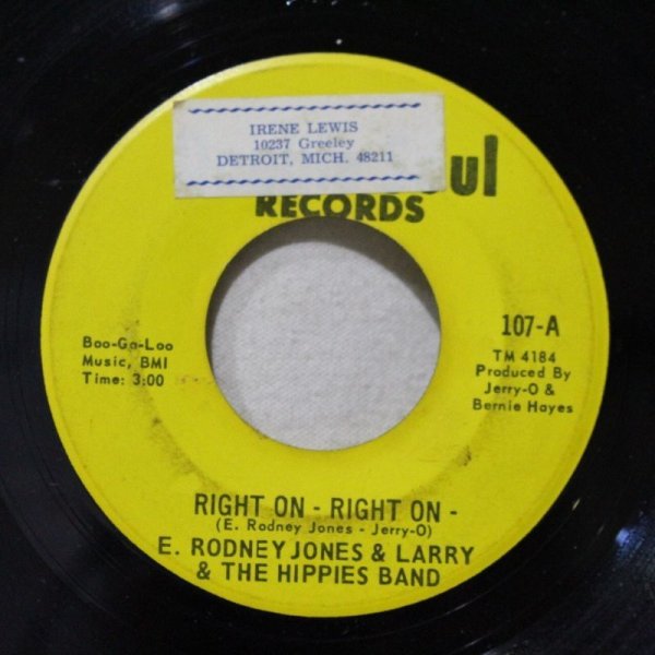 画像1: E. Rodney Jones & Larry & The Hippies Band / Right On Right On / 7"Single (1)