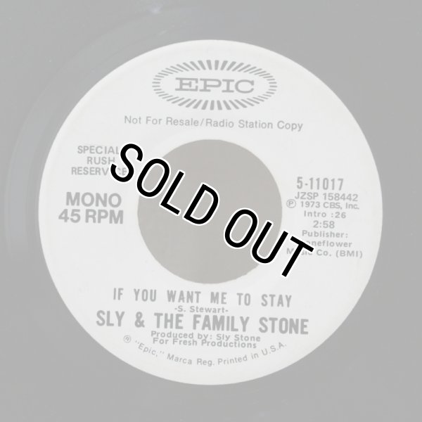画像1: Sly & The Family Stone / If You Want Me To Stay / 7"Single (1)