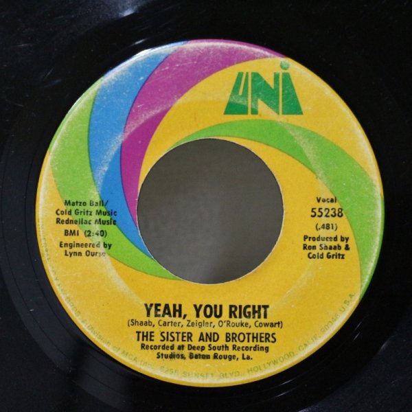 画像1: The Sister And Brothers / Yeah, You Right / 7"Single (1)