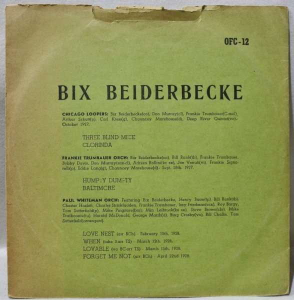画像1: Bix Beiderbecke  / Bix Beiderbecke / 10" (1)